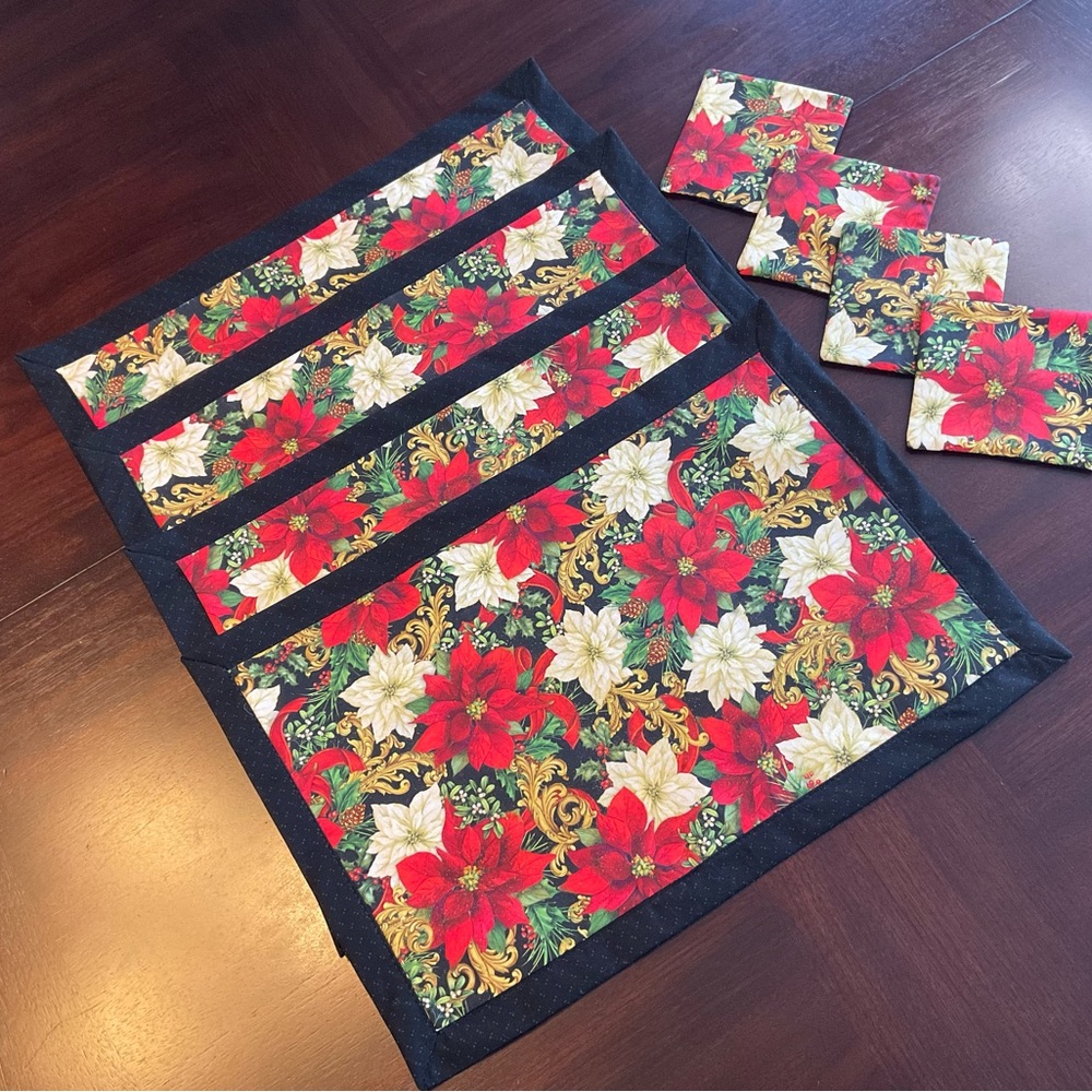 Poinsettia Placement mats with coasters.